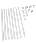 Super Slick Peel And Stick Cable Raceway Cover For TV And Office Walls Strong Adhesive Cord Hider Kit components shown in white.