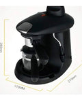 Semi Automatic Espresso Coffee Machine With Swivel Milk Frother For Silky Cappuccinos Compatible With Coffee Pods Quick Heat 730 W shown with dimensions.