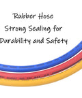 Three colored rubber refrigerant charging hoses blue, red, yellow; 60-in length with 1/4-in NPT threads for R12/R22/R134A.