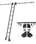 Top Shelf Sliding Barn Door Hardware Kit 20 Foot Rolling Library Track with Floor Guide Rollers and matte black components.