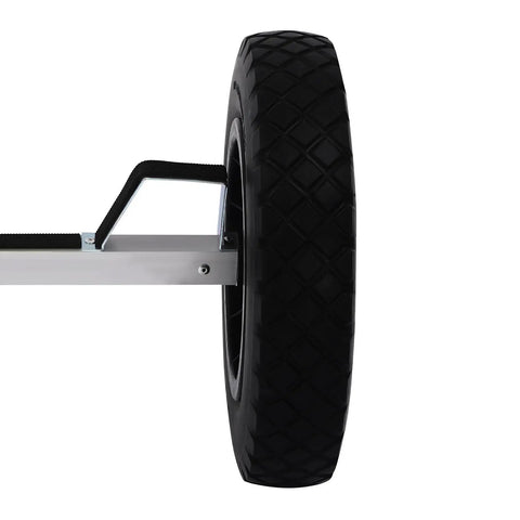 Close-up of Boat Trailer Dolly Aluminum Alloy For Small Boats Heavy Duty 88 Lb Capacity Trolley showing 14.57 Inch PU Wheel