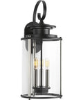 Three Light Outdoor Large Wall Lantern From Squire Collection With Clear Glass And Matte Black Finish Traditional Exterior Wall Light