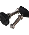 Keep Your Furniture Steady And Square With This Four Pack Of Swivel Adjustable Leveling Feet featuring black rubber pads and steel threads.