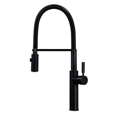 Brushed el Kitchen Faucet with Pull Down Dual Sprayer Brass Mixer Tap Black Hose Mount Modern Design for Easy Water Control, sleek black finish.