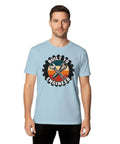 Classic Engineered Vintage Tee Featuring Gear And Lightbulb Badge For Makers And Problem Solvers With Soft 100 Cotton Fit in light blue.