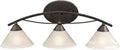 Three Light Vanity Fixture In Oil Rubbed Bronze With White Marbleized Glass 25 Inch Wide Wall Mounted Hardwired Bathroom Vanity Light