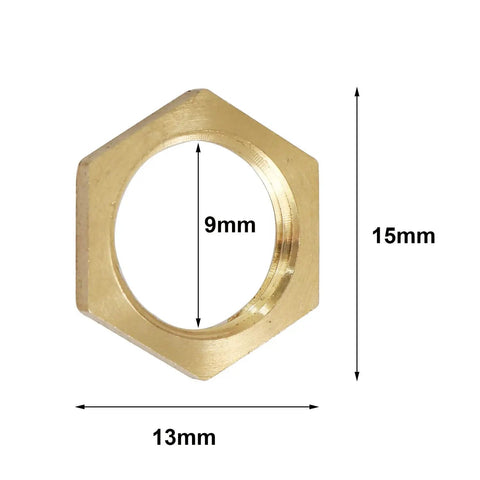 4 Pack Brass Lock Nut Fittings 1/8 NPT Female For Measuring Devices Snug Seal Durable Copper Brass Construction, dimensions shown