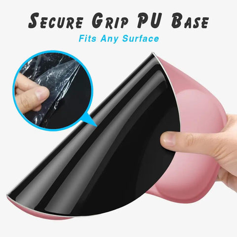 Close-up of Pink Gel Wrist Rest Mouse Pad For Desk And Gaming, Ergonomic Comfort With Non Slip Silicone Surface And Rubber Base