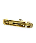 6 Inch Brass Slide Bolt Door Latch With Mounting Hardware for Interior or Exterior Doors showing latch and screws