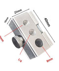 Heavy Duty Aluminum Table Clip Slider For IGT Camp Systems, 40x25x18mm, showing adapter holes for 6mm, 8mm, and 1/4 inch mounts.