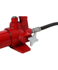 Close-up of the hydraulic pump from the Heavy Duty 10 Ton Porta Power Kit With Hydraulic Pump And Ram Jack Repair Set for auto body work.