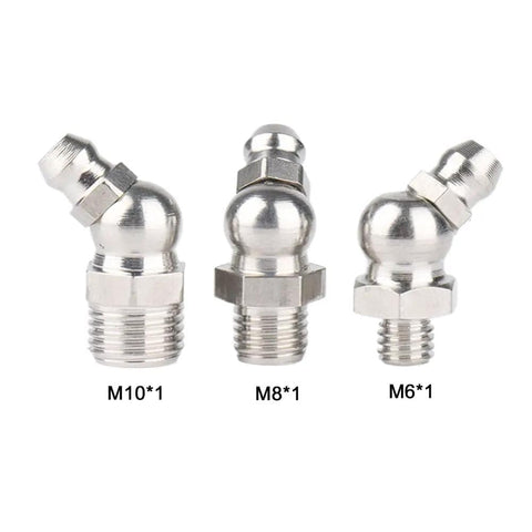 10 Pcs M6x1 45 Degree Grease Fittings Kit Stainless Steel Heavy Duty Replacement For Broken Fittings In Machinery And Cars