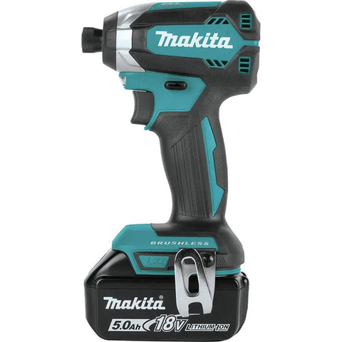 18V LXT Brushless Cordless Drill And Impact Driver Combo Kit With 5.0Ah Batteries side view showing compact design
