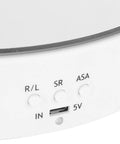 Control panel showing buttons and USB port on Smooth Rotating Display Stand With Electric Turntable For Jewelry Watches Phones And Bags.