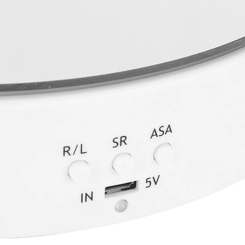 Control panel showing buttons and USB port on Smooth Rotating Display Stand With Electric Turntable For Jewelry Watches Phones And Bags.