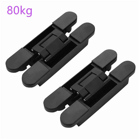 Heavy Duty Hidden Folding Door Hinges Pair Super Strong Black Cabinet Hardware adjustable weight bearing fitting 80kg capacity
