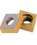 Close-up of two CNC Carbide Insert Cutter Set 10 Pcs Shape Indexable Lathe Milling Inserts for metal turning