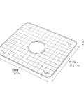 Stainless Steel Sink Grid With Center Drain Polished Finish For Kitchen Use Tough As Nails Heavy Duty Protective Rack That Prevents Scratches Doubles As A Draining Tray And Drying Rack Fits Most Standard Sinks, showing dimensions 11x13 in