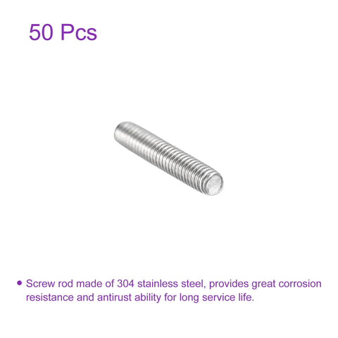 50 Pack M4 x 20mm Fully Threaded Stainless Steel Rods With Right Hand Threads For Motors And Machine Tools Ideal For DIY Projects, single rod