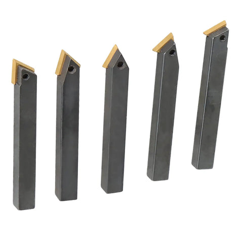 Five Piece One Quarter Inch Shank Indexable Lathe Tool Holder Set With Carbide Inserts For Finishing Inner Hole Turning Reaming And Boring On CNC Lathes Positive Rake Cutting Edge And Seven Degree Main Cutting Edge Pro Grade