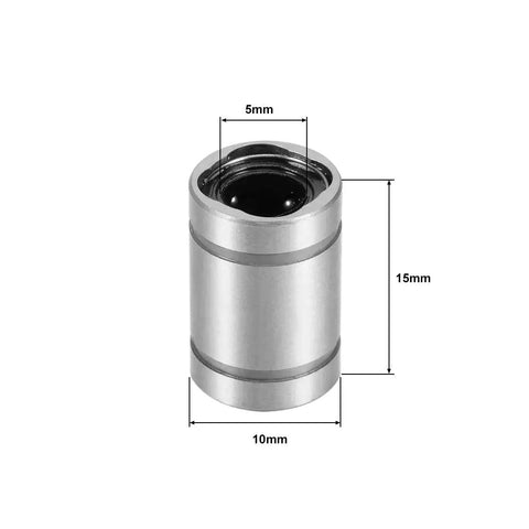 LM5UU Linear Ball Bearings 5mm Bore 10mm OD 15mm Length Set Of 4 For CNC Rigs And 3D Printers Double Sealed Dust Resistant