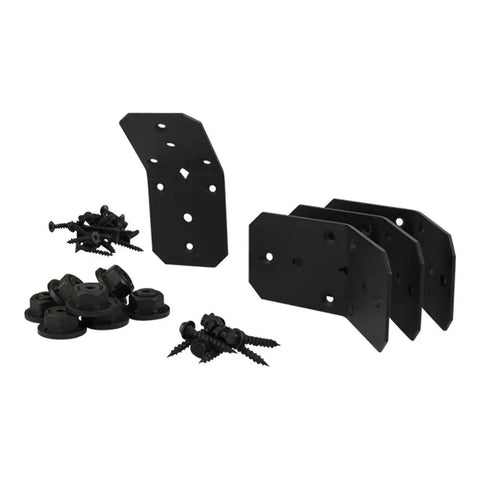 Ironwood 4 Inch Flush Inside 45 Degree Angle Bracket Set In Heavy Duty Black Powder Coated Pre Galvanized Steel With Decorative Wood Tie Hardware And Matching Timber Screws 4 Pack