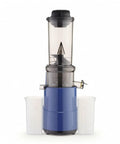Baoblaze Vertical Cold Press Juicer, Masticating Extractor With Pulp And Juice Separation in blue with two collection cups.