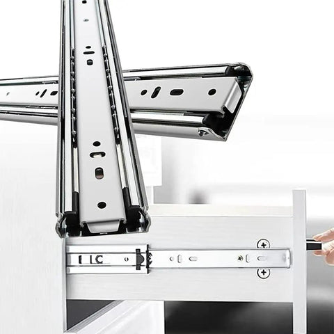 Heavy Duty Full Extension Drawer Slides 400mm 1 Pair Side Mount Ball Bearing Rails 3 Fold Industrial Track Glides Galvanized Steel