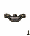 Sixteen Piece Antique Bronze Drop Bail Drawer Pull Set With Screws, Retro Vibe Rustic Vintage Style Cabinet Hardware, zinc alloy design