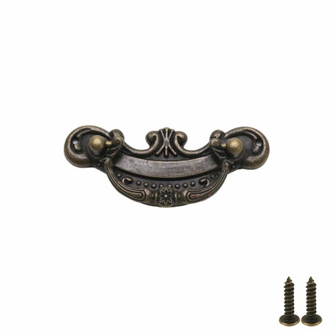 Sixteen Piece Antique Bronze Drop Bail Drawer Pull Set With Screws, Retro Vibe Rustic Vintage Style Cabinet Hardware, zinc alloy design
