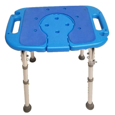 Deluxe Bariatric Shower Bench With 600lb Capacity, Padded XL Seat, Non Slip Surface, Commode Cutout With Insert, adjustable stool