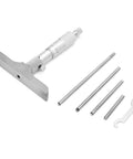 Depth Micrometer Stainless Steel Round Head Depth Gauge With Five Interchangeable Rods 0 to 150mm Range Precision Measuring Tool