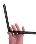 Hand holding Heavy Duty Stainless Steel Straight Brackets Set Of 4 For Furniture Repair And Reinforcement