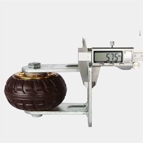 Heavy Duty Rubber Caster Wheels 4 Inch Swivel Rollers with measurement tool showing 57.5 mm diameter.