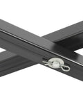 Close-up of solid iron frame joint of Built Tough Hydraulic Scissor Lift Table With Wireless Remote Control And Manual Controller.