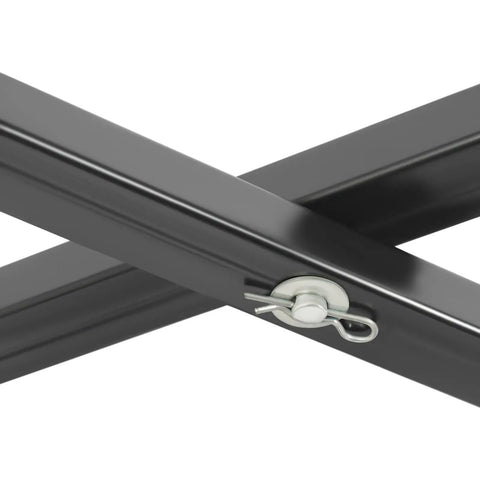 Close-up of solid iron frame joint of Built Tough Hydraulic Scissor Lift Table With Wireless Remote Control And Manual Controller.