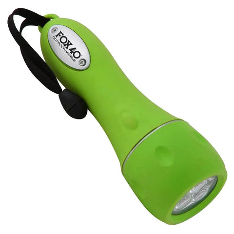Green compact flashlight from Boat Essentials Safety Kit With Waterproof Bailer Bucket All In One Personal Watercraft Emergency Gear