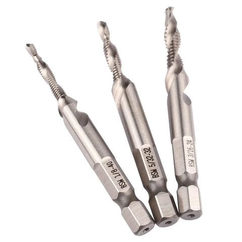 Six Piece 1/4 Inch Hex Shank Drill And Tap Bit Set With HSS 4341 Performance Deburr Countersink For Wood Aluminum Iron And More 1/8 Inch To 3/8 Inch Kit Pro Grade