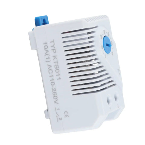 Adjustable 0-60 C Mechanical Thermostat With Normally Closed Switch For Heaters Fans And Control Circuits Rotary Dial Temperature Control For Precise Activation Trigger Easy Dial Setup Auto Shutoff And Safe Startup, white DIN rail thermostat
