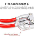 Heavy Duty Sheet Metal Hole Punch Kit Hand Held Power Punch Set with red handles, adjustable depth gauge shown