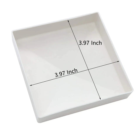 Top Shelf 2 Pack Pyramid Vinyl Fence Post Caps For 4x4 Square Posts White No Fuss Garden Cover Low Maintenance Outdoor Yard Detail Durable Slick Profile Perfect Backyard Setup, white square tray 3.97 inch size.