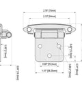 Technical diagram of Soft Close Overlay Cabinet Hinges One Half Inch Overlay Semi Concealed Hinges For Kitchen And Bathroom Cabinets Matte Black Finish Fifty Pack With Cupboard Screws Flush Mount Durable Self Closing Hardware dimensions