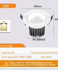 ELUKHT 13-Pack White Retrofit LED Recessed Lighting 3.5/4 Inch Anti-Glare led downlight, 12W with dimensions 109mm and 85mm