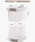 4 Pack 6 Qt Clear Storage Bins With Lids And Grey Handles Stackable Plastic Bins dimensions image
