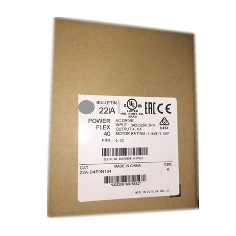 PowerFlex 4 1.5 kW 2 HP AC Drive VFD Sealed In Box label highlighting model and specifications