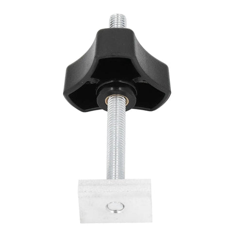 Heavy Duty Stainless Steel T Track Kit For Woodworking And Metalwork With 10 Bolts Nuts Washers And Slide Controls Built Tough For Durable Joinery Guide System For Home Shops. black hand knob with threaded steel bolt and white clamp block