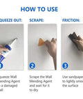 Step-by-step guide for using the Pro Grade Drywall Repair Kit With Scraper And Mending Agent, Wall Patch Kit For Cracks And Holes.