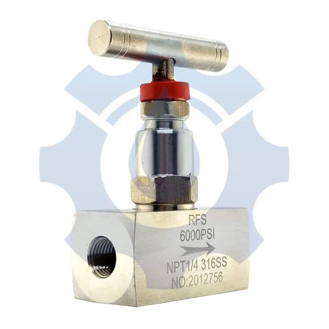 Beefy Heavy Duty Stainless Steel 316 Straight Needle Valve With Dual 1/4 Inch NPT Female Ports, Withstand Up To 6000 PSI High Pressure, Industrial Hydraulic Flow Control Valve For Piping Water Oil And Gas