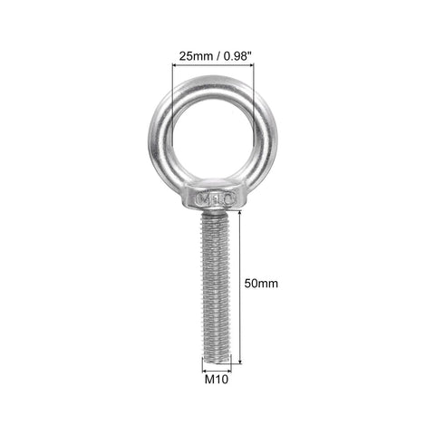 2 Pack M10 X 50mm Lifting Shoulder Eye Bolt Kit Stainless Steel 304 Heavy-Duty Threaded Eyebolts With Nuts And Washers For Hanging Hammocks Outdoors