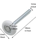 Two Pack 1.8 Inch White Nylon Garage Door Roller With Silent Ball Bearings For No Squeak Quiet Smooth Operation On Wooden Automatic Gates And Gate Guides Easy Install For Replacement Of Worn Rollers In Garage Or Gate Systems, shown with dimensions